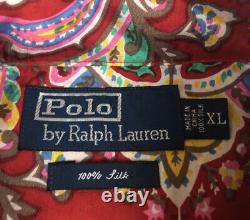 Vintage Polo Ralph Lauren Psychedelic Paisley LS Button Up Silk Shirt XL