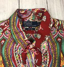Vintage Polo Ralph Lauren Psychedelic Paisley LS Button Up Silk Shirt XL