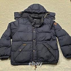 Vintage Polo Ralph Lauren Puffer Jacket Mens XL Blue Down Filled Hooded Full Zip
