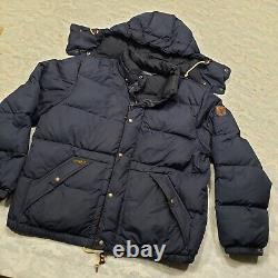 Vintage Polo Ralph Lauren Puffer Jacket Mens XL Blue Down Filled Hooded Full Zip