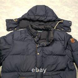 Vintage Polo Ralph Lauren Puffer Jacket Mens XL Blue Down Filled Hooded Full Zip