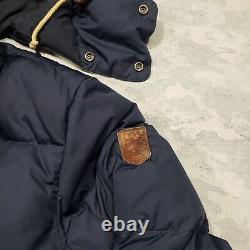 Vintage Polo Ralph Lauren Puffer Jacket Mens XL Blue Down Filled Hooded Full Zip