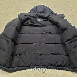 Vintage Polo Ralph Lauren Puffer Jacket Mens XL Blue Down Filled Hooded Full Zip