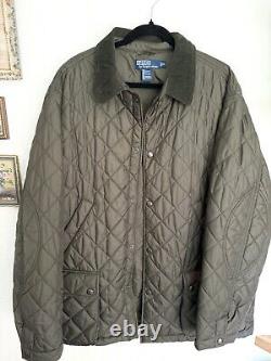 Vintage Polo Ralph Lauren Quilted Puffer Chore Field Barn Jacket Corduroy Preppy