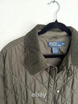 Vintage Polo Ralph Lauren Quilted Puffer Chore Field Barn Jacket Corduroy Preppy