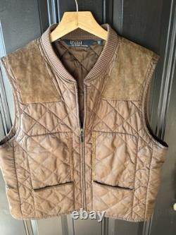 Vintage Polo Ralph Lauren Quilted Suede Riding Hunting Shooting Vest 1990s XLG