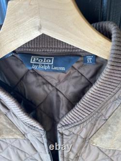 Vintage Polo Ralph Lauren Quilted Suede Riding Hunting Shooting Vest 1990s XLG