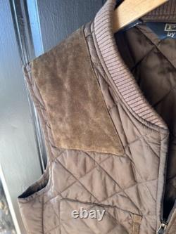 Vintage Polo Ralph Lauren Quilted Suede Riding Hunting Shooting Vest 1990s XLG