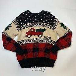 Vintage Polo Ralph Lauren RL'92 Christmas Tree Truck Sweater Mens M Medium Knit