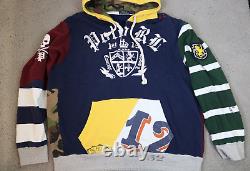 Vintage Polo Ralph Lauren RL Color Block Hoodie Sweatshirt Men's Size 2XL