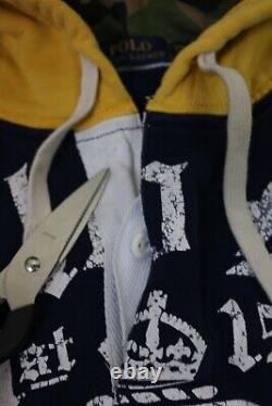 Vintage Polo Ralph Lauren RL Color Block Hoodie Sweatshirt Men's Size 2XL