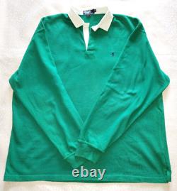 Vintage Polo Ralph Lauren Rare #7 Patch Long Sleeve Rugby Men's XL Kelly Green