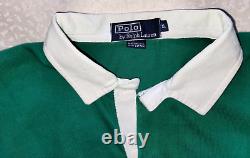 Vintage Polo Ralph Lauren Rare #7 Patch Long Sleeve Rugby Men's XL Kelly Green