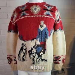 Vintage Polo Ralph Lauren Rare Dog Sledder 100% Wool Hand-Knit Sweater