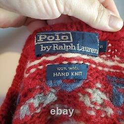 Vintage Polo Ralph Lauren Rare Dog Sledder 100% Wool Hand-Knit Sweater