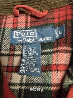 Vintage Polo Ralph Lauren Red Plaid Lined Chore Barn Wool Coat Men's Size Large