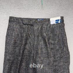 Vintage Polo Ralph Lauren Remsen Dress Pants Mens 34x36 Gray Plaid Wool USA NEW