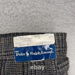 Vintage Polo Ralph Lauren Remsen Dress Pants Mens 34x36 Gray Plaid Wool USA NEW
