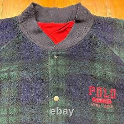 Vintage Polo Ralph Lauren Reversible Jacket Tartan Plaid Fleece Button Red