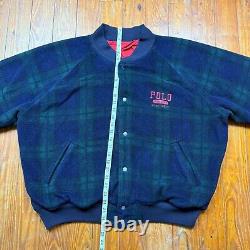 Vintage Polo Ralph Lauren Reversible Jacket Tartan Plaid Fleece Button Red
