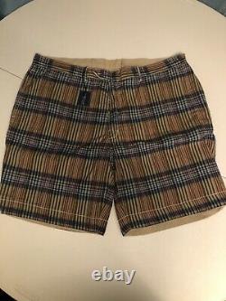 Vintage Polo Ralph Lauren Reversible Madras Khaki Chino Shorts Big Tall Size 44T