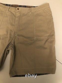 Vintage Polo Ralph Lauren Reversible Madras Khaki Chino Shorts Big Tall Size 44T