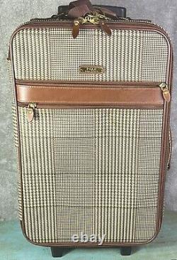 Vintage Polo Ralph Lauren Rolling Suitcase Houndstooth Travel Bag Luggage w Lock
