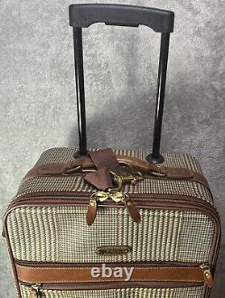 Vintage Polo Ralph Lauren Rolling Suitcase Houndstooth Travel Bag Luggage w Lock