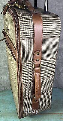 Vintage Polo Ralph Lauren Rolling Suitcase Houndstooth Travel Bag Luggage w Lock