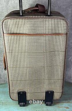 Vintage Polo Ralph Lauren Rolling Suitcase Houndstooth Travel Bag Luggage w Lock