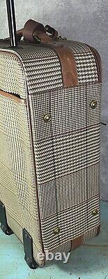 Vintage Polo Ralph Lauren Rolling Suitcase Houndstooth Travel Bag Luggage w Lock