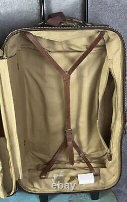 Vintage Polo Ralph Lauren Rolling Suitcase Houndstooth Travel Bag Luggage w Lock