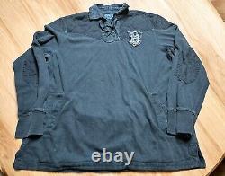 Vintage Polo Ralph Lauren Rugby Drawstring Collar Long Sleeve Polo Shirt Mens XL