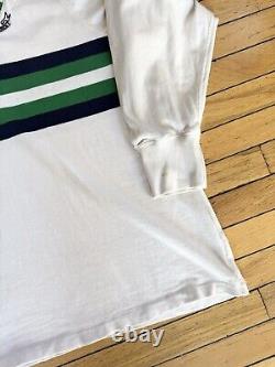 Vintage Polo Ralph Lauren Rugby Hoodie Shirt Mens 3XB White Stripe Embroidered