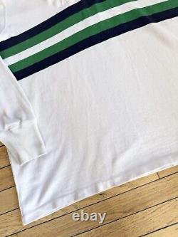 Vintage Polo Ralph Lauren Rugby Hoodie Shirt Mens 3XB White Stripe Embroidered