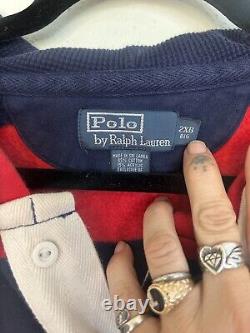 Vintage Polo Ralph Lauren Rugby Hoodie Sweatshirt Mens 2XB Cotton Blend Classic