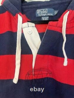 Vintage Polo Ralph Lauren Rugby Hoodie Sweatshirt Mens 2XB Cotton Blend Classic