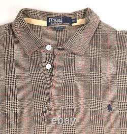 Vintage Polo Ralph Lauren Rugby Shirt Size 2XL Long Sleeve Glen Plaid Vtg 3XB