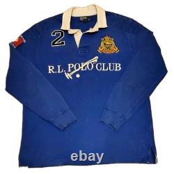 Vintage Polo Ralph Lauren Rugby Shirt Size L Y2K Long Sleeve Equestrian