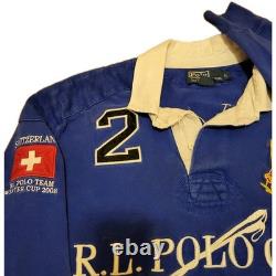 Vintage Polo Ralph Lauren Rugby Shirt Size L Y2K Long Sleeve Equestrian