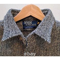 Vintage Polo Ralph Lauren Shacket Shirt Men Size Large 100% Wool USA Button Down