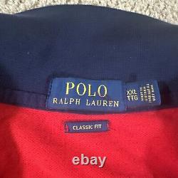 Vintage Polo Ralph Lauren Shirt Adult 2XL Blue Colorblock Crest Classic-Fit Logo