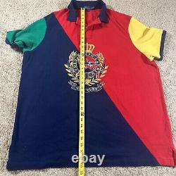 Vintage Polo Ralph Lauren Shirt Adult 2XL Blue Colorblock Crest Classic-Fit Logo
