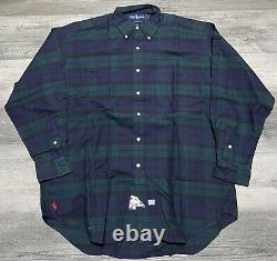 Vintage Polo Ralph Lauren Shirt Black watch Plaid NOS Size M The Big Oxford