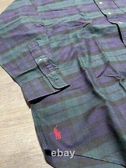 Vintage Polo Ralph Lauren Shirt Black watch Plaid NOS Size M The Big Oxford