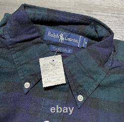 Vintage Polo Ralph Lauren Shirt Black watch Plaid NOS Size M The Big Oxford