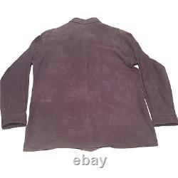 Vintage Polo Ralph Lauren Shirt Brown Leather Suede Long Sleeve Button Up Men M
