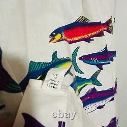 Vintage Polo Ralph Lauren Shirt Fishing All Over Fish Print USA XL Shirt RARE