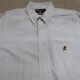 Vintage Polo Ralph Lauren Shirt Large Blue Striped Oxford Bear The Big Shirt