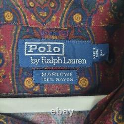 Vintage Polo Ralph Lauren Shirt Large Paisley Marlow Button Down Print Collared